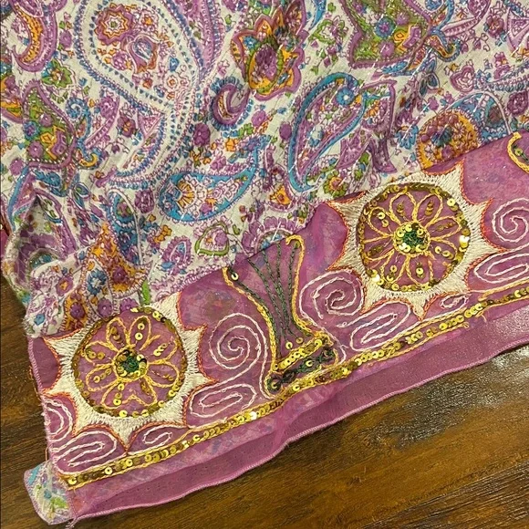 Made in Nepal 100% Cotton Colorful Paisley Short Kurta Tunic Size L/XL - Picture 4 of 11